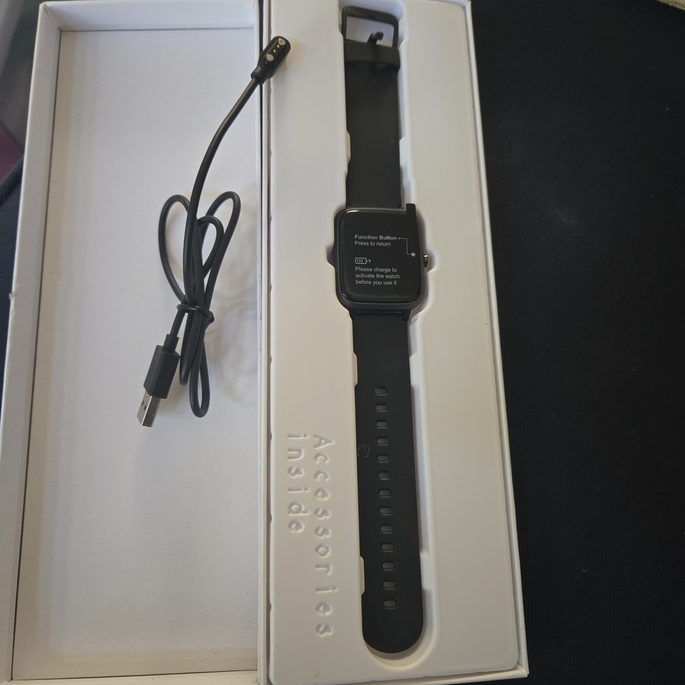 NIB Premium Black Smartwatch with USB Charger